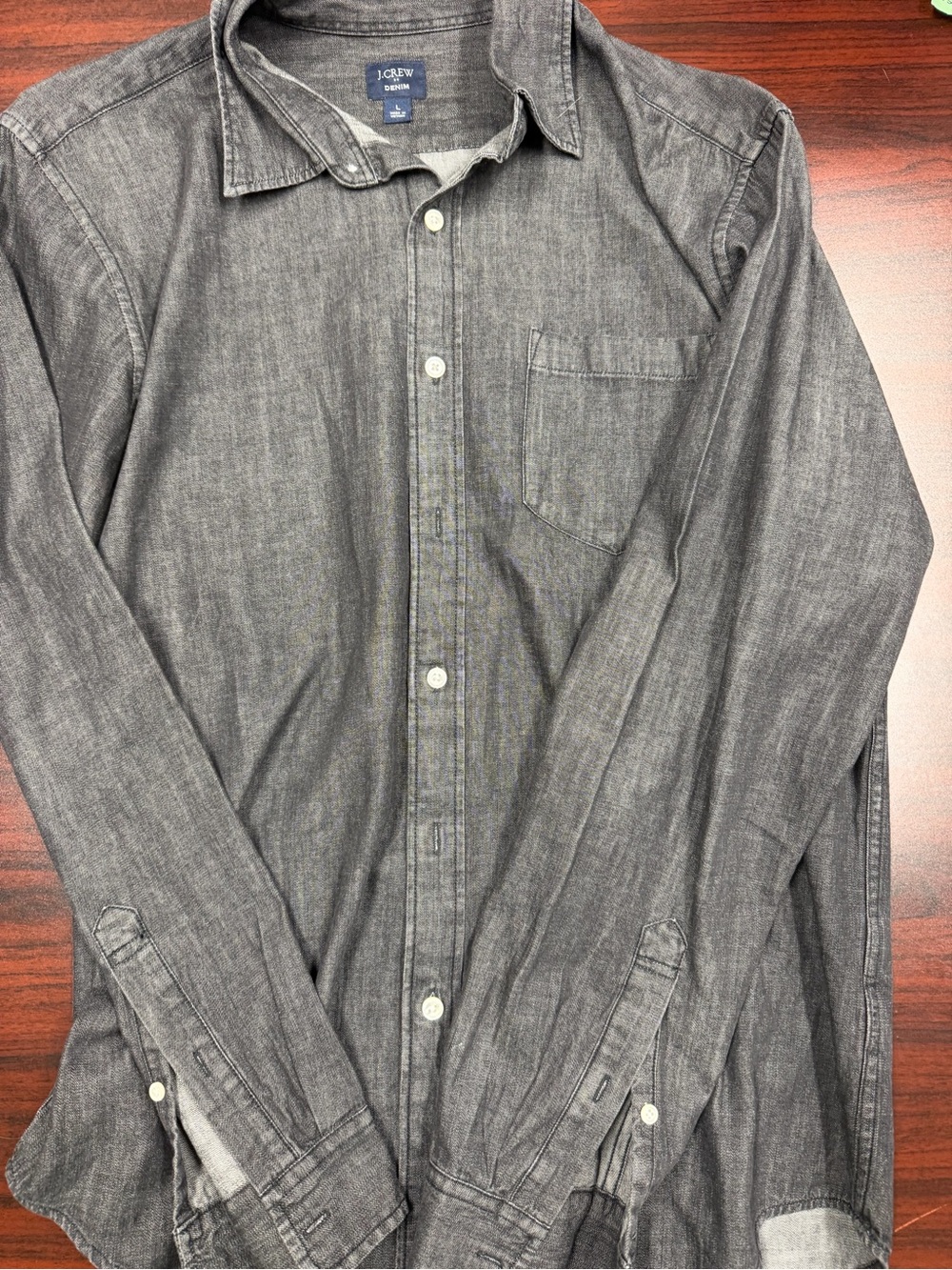J. Crew Men's Heather Charcoal Button-Down Shirt